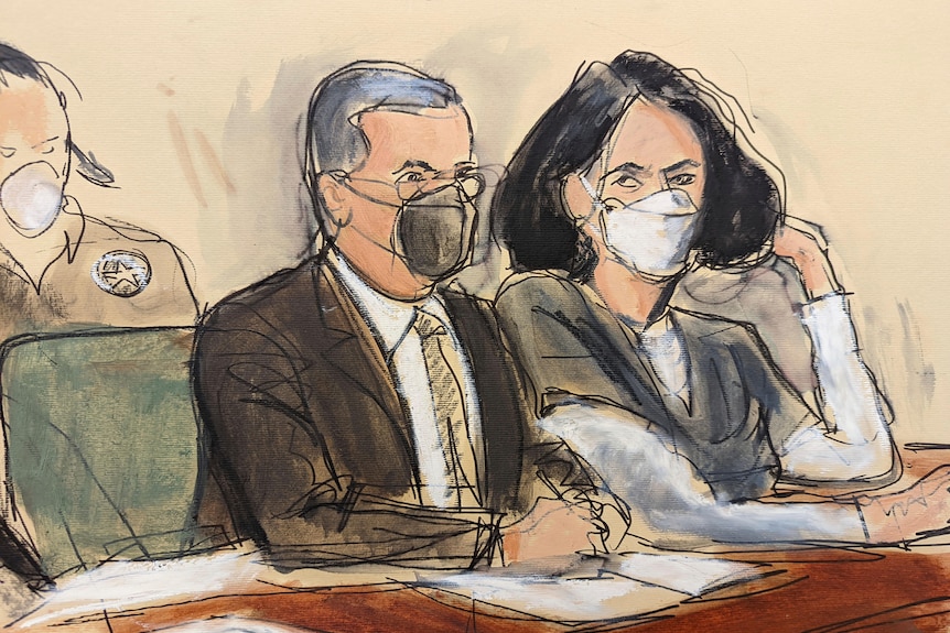 Court sketch of Maxwell from sentencing.