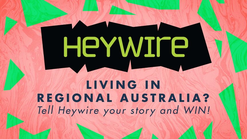 image of a red and green  competition banner with the heywire logo