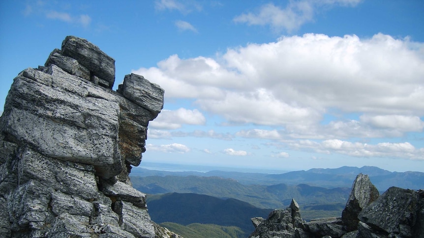 View of Tasmania's south-west near Frenchman's Cap. (not suitable for logging stories)