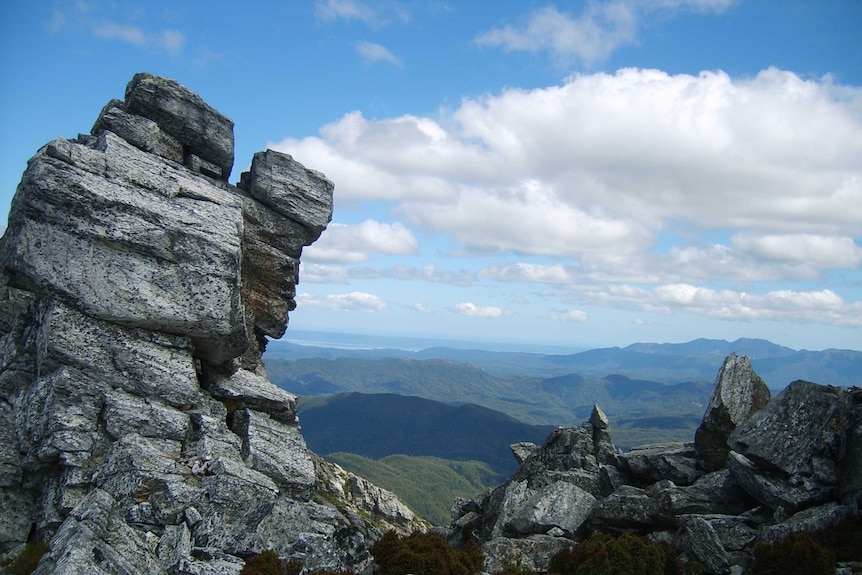 View of Tasmania's south-west near Frenchman's Cap. (not suitable for logging stories)