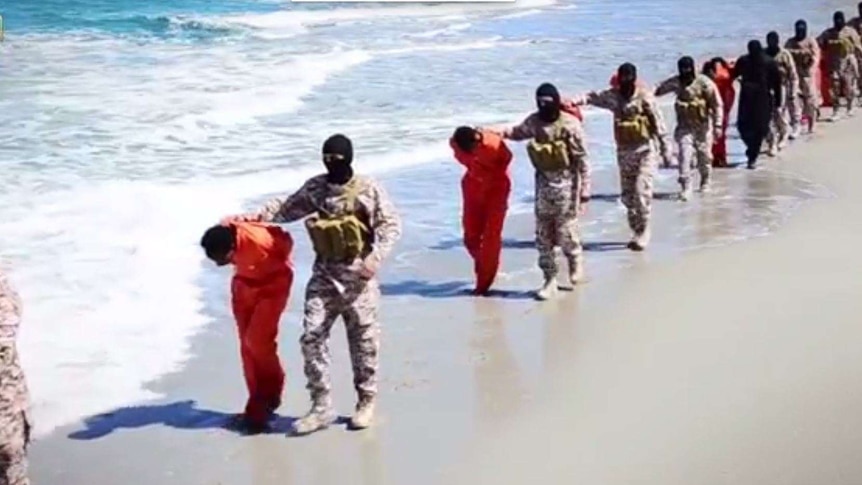 A still of the video released by Islamic State