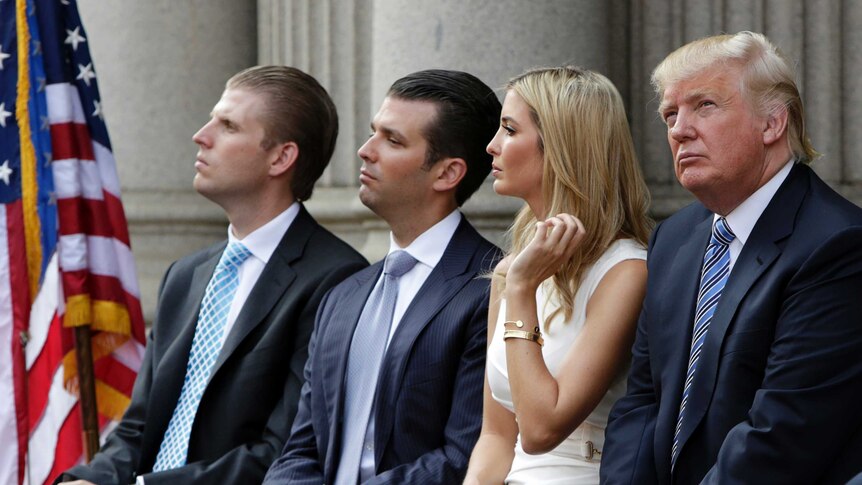 Donald Trump with three of his children