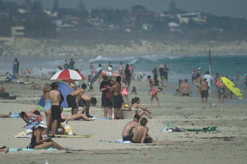 A busy, but not overly crowded Trigg Beach on Good Friday.