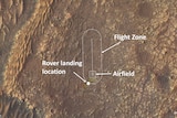 Annotated map showing position of Ingenuity's airfield in Jezero Crater