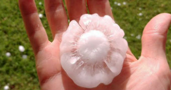 A hailstone in a hand