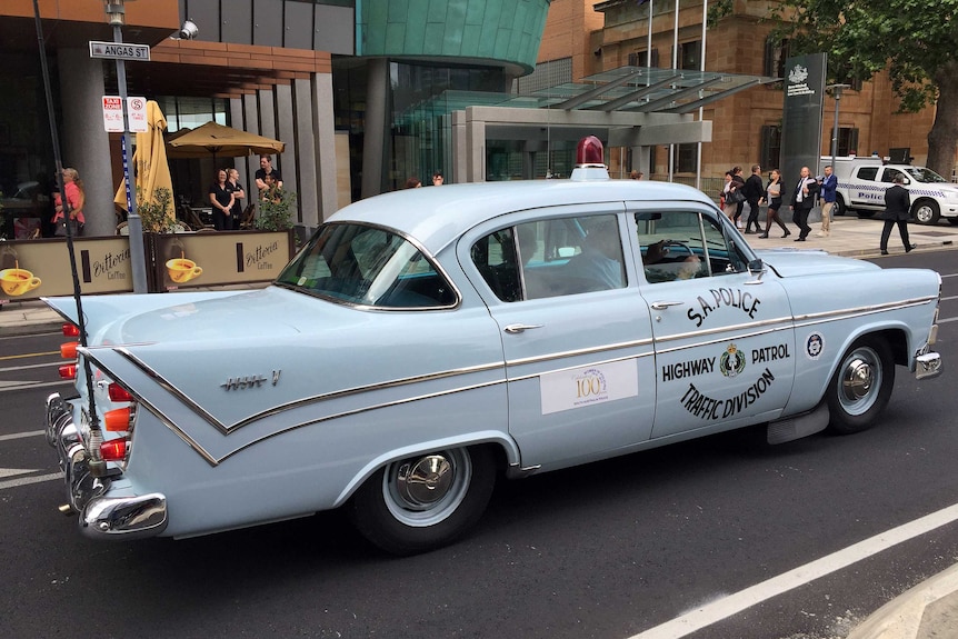 Vintage police car during SA police march