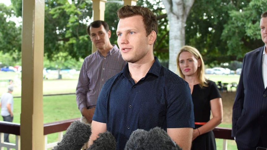 Australian welterweight boxer Jeff Horn speaks to the media in Brisbane on April 9, 2017.