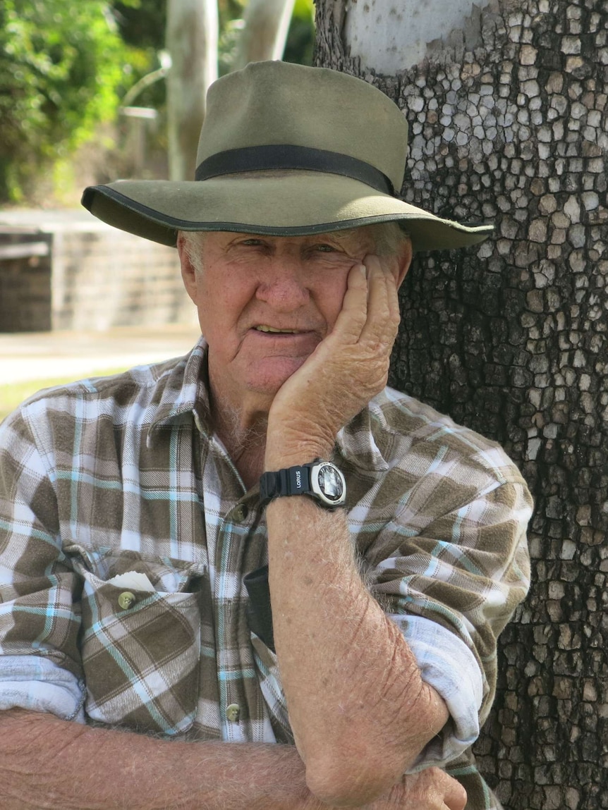Bernie Bettridge stands by a tree at Hoods Lagoon.