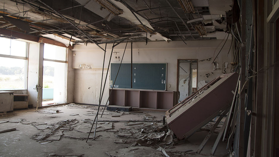 Schools and classrooms seem frozen in time after the 2011 tsunami ripped through them