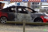 Burnt out car where body was found at Eumemmering