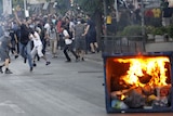 Greek clashes: protesters throw stones at police near the Israeli embassy in Athens