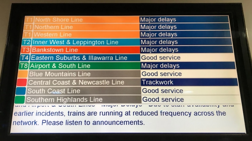 A computer screen displaying train times.