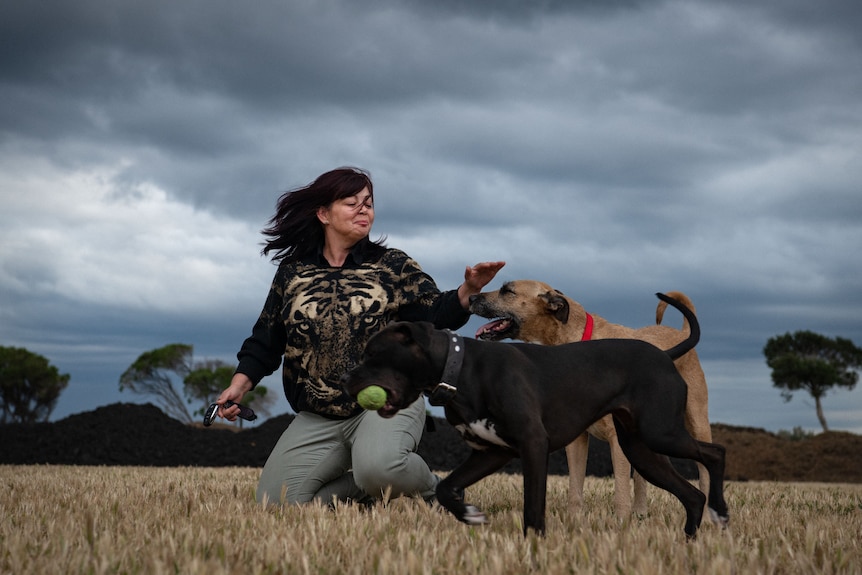 Kristina and her two dogs, Dolce and Aya.