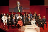 The Queen and others listen to Julia Gillard at CHOGM