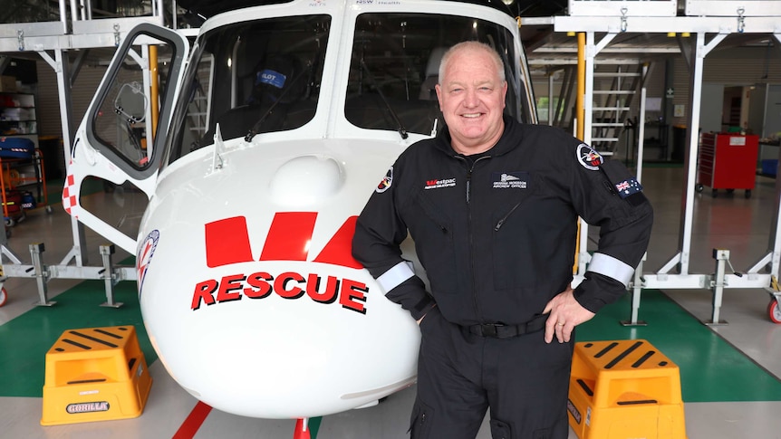 Graham Nickisson and a rescue helicopter