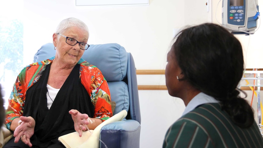 Palliative care patient, Virginia De Groot talks to a student about death and dying.