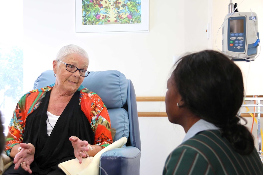 Palliative care patient, Virginia De Groot talks to a student about death and dying.