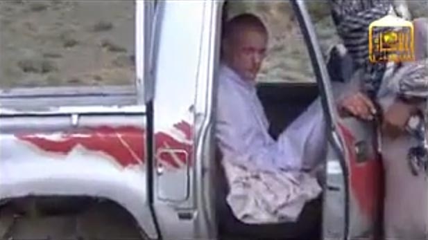 Video showing a US soldier, purportedly to be Sergeant Bowe Bergdahl, being handed to American forces.