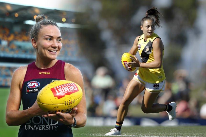 Emily Bates looks over at Monique Conti in a composite image