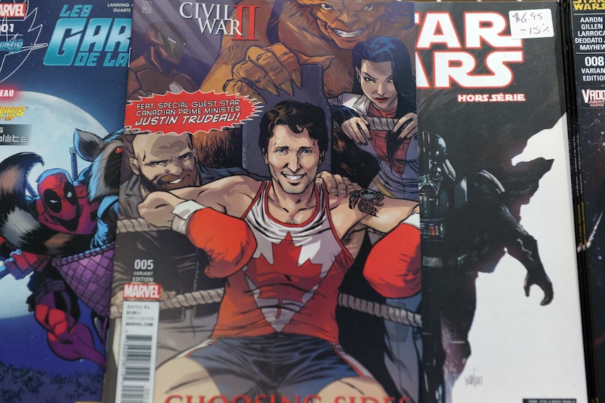 Justin Trudeau on the cover of a Marvel comic book