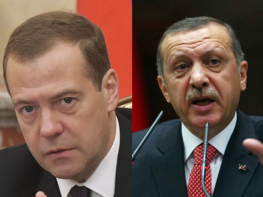 Dmitry Medvedev and Recep Tayyip Erdogan
