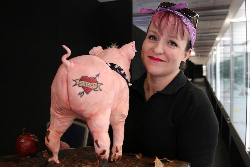 Zoe Byers and her pig with attitude