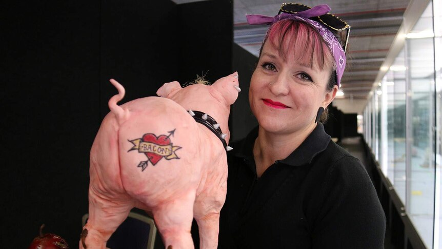 Zoe Byers and her pig with attitude