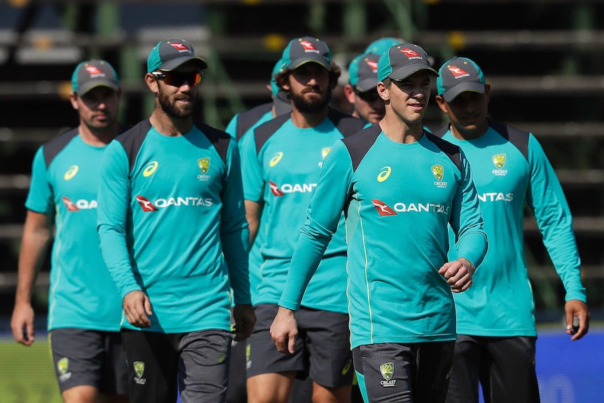 Tim Paine and the Australian cricket team at training in Johannesburg
