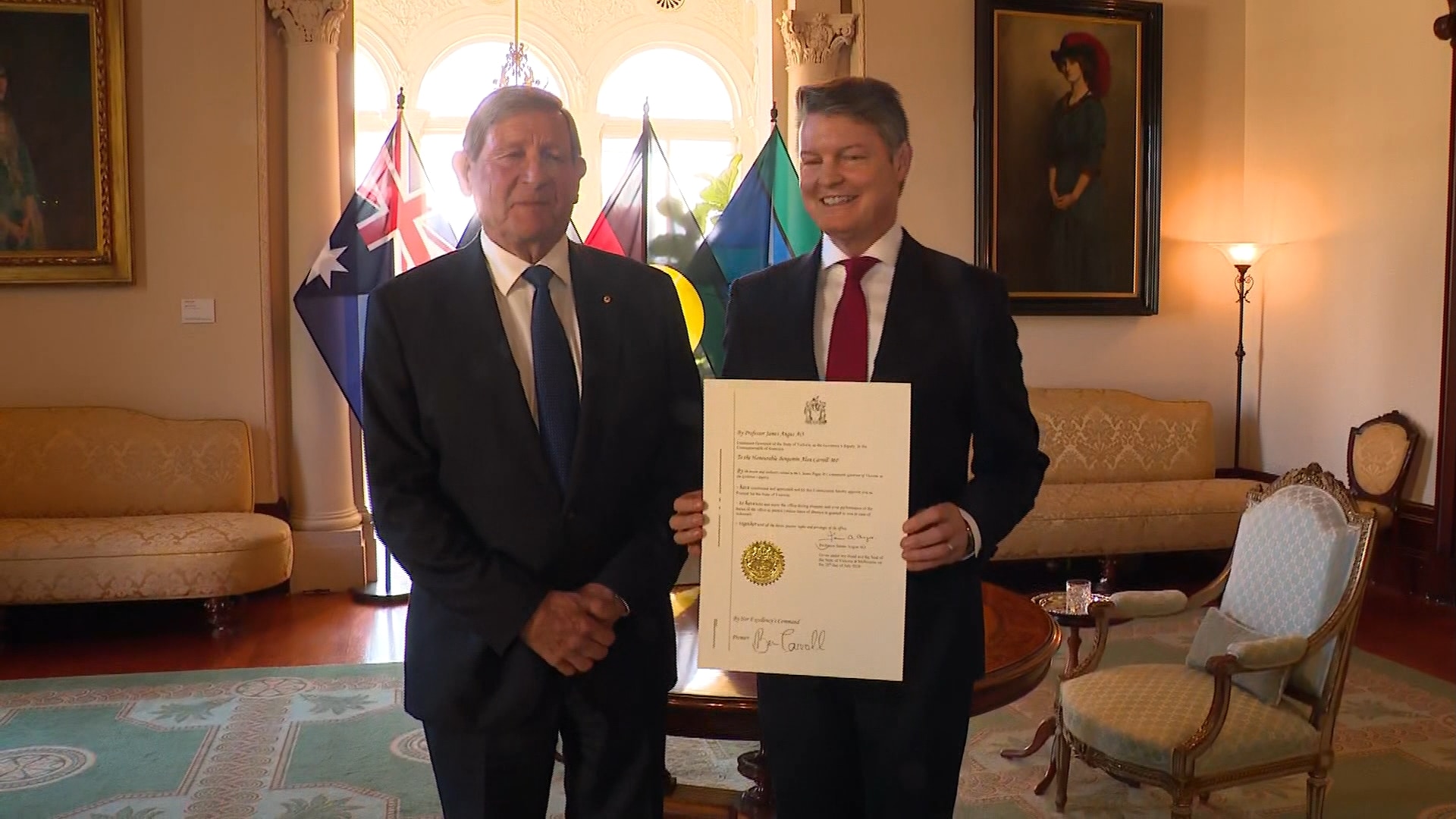 Ben Carroll sworn in as Victorian premier