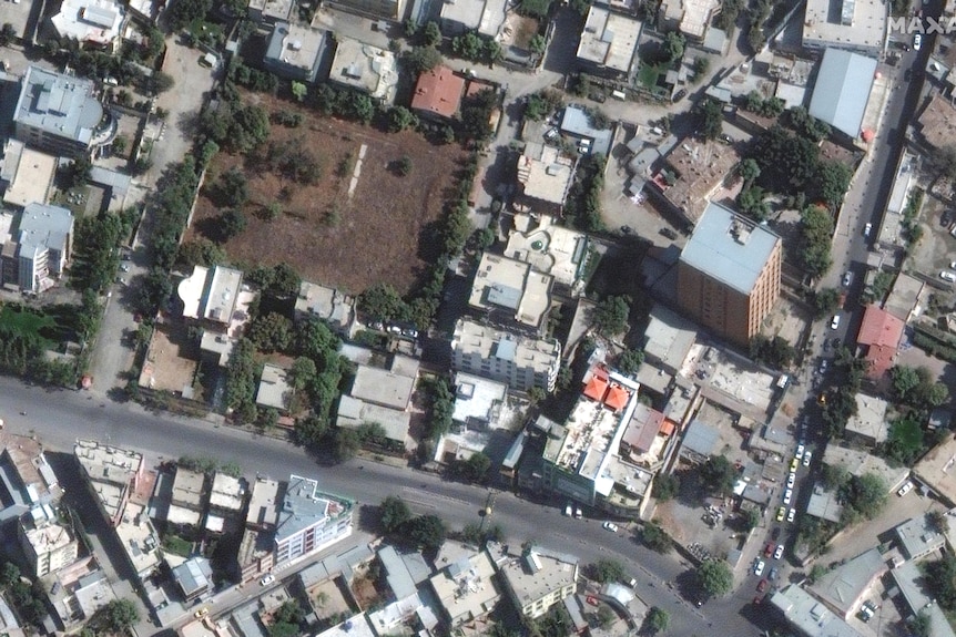 A birds eye view of a neighbourhood in downtown Kabul 