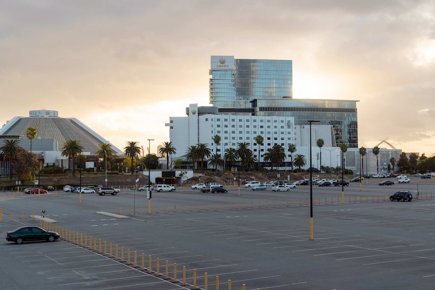 A long shot across the carpark at the Crown casino complex in Perth.