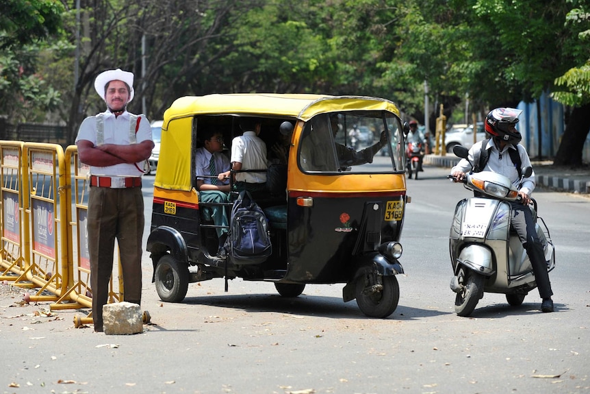 Indian authorities use life-size traffic policeman image