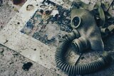 A gas mask lies on the floor of a Pripyat school.