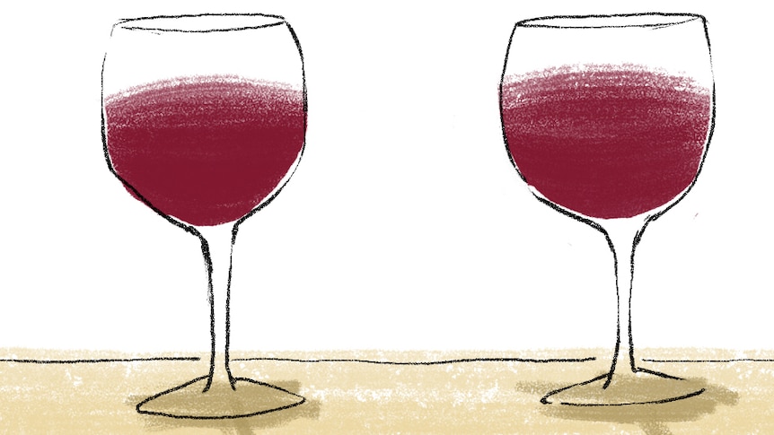A cartoon showing two glasses of red wine.