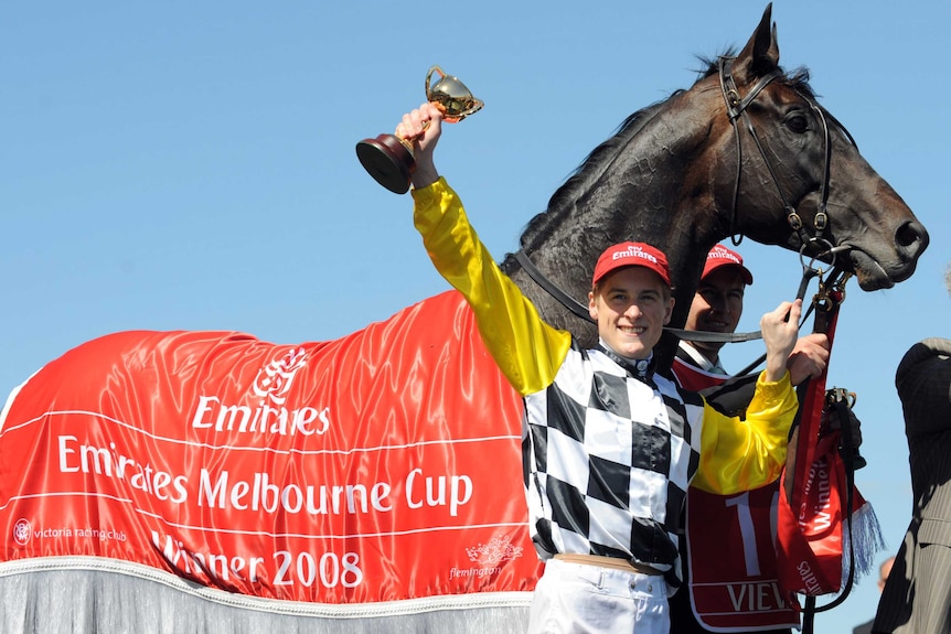 Blake Shinn with Melbourne Cup winner Viewed