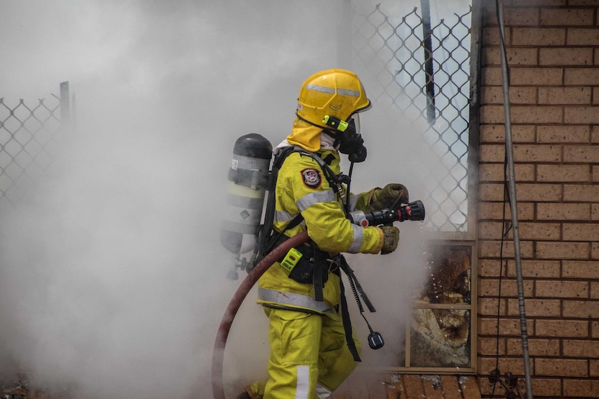 Firefighter at house fire