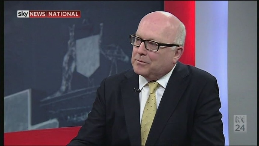 George Brandis struggles to answer questions about data retention in an interview on Sky News