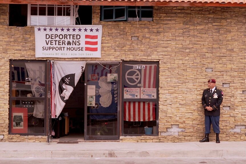Hector Barajas stands in front of the Deported Veterans Support House