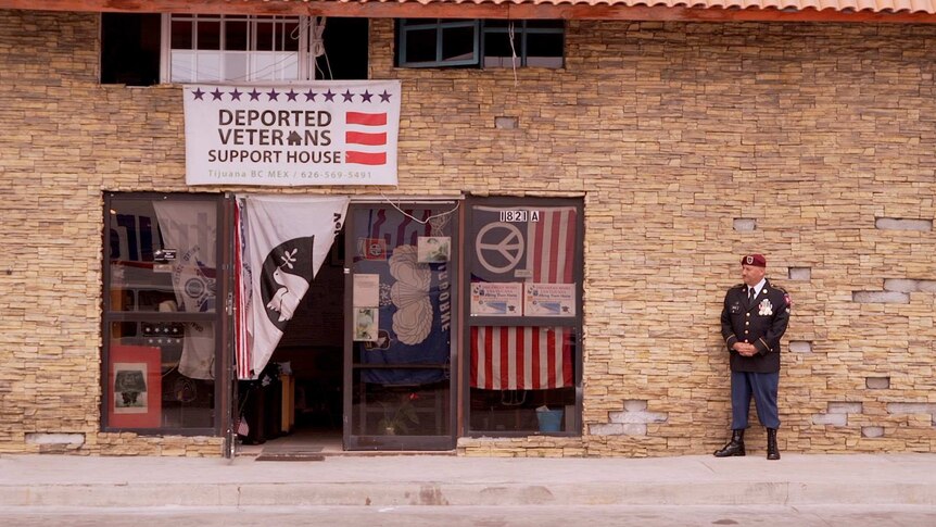 Hector Barajas stands in front of the Deported Veterans Support House