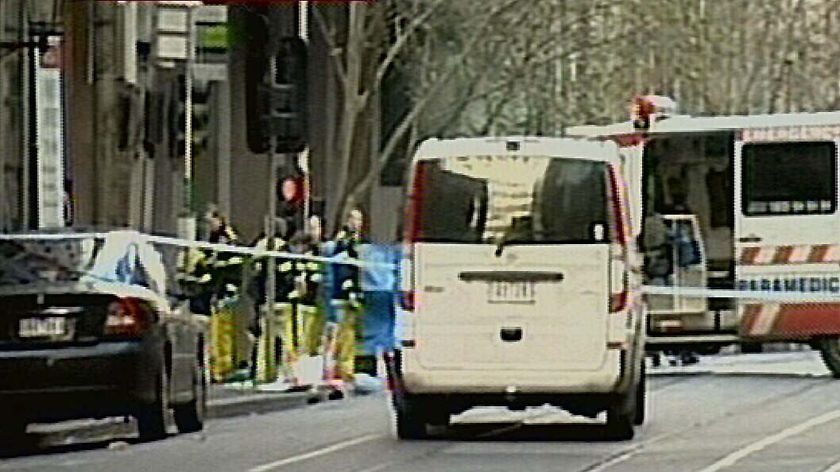 One dead: The scene of the shooting in Melbourne CBD