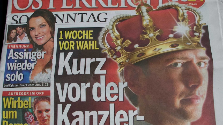 An Austrian tabloid pre-emptively crowns election forerunner Kurz as new Chancellor.