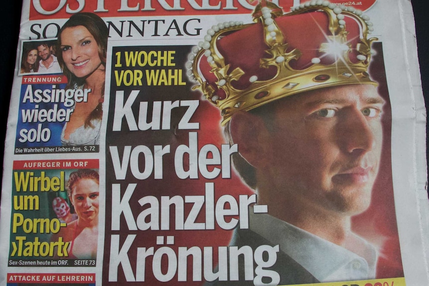 An Austrian tabloid pre-emptively crowns election forerunner Kurz as new Chancellor.