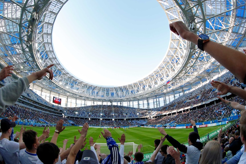 Fans in the Nizhny Novgorod Stadium