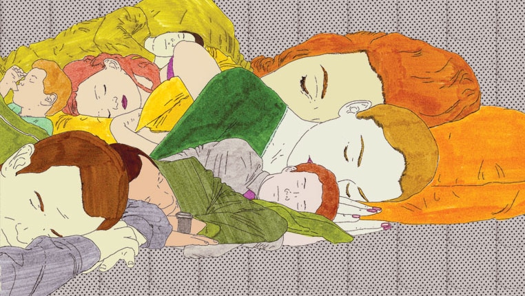 Illustration of people sleeping