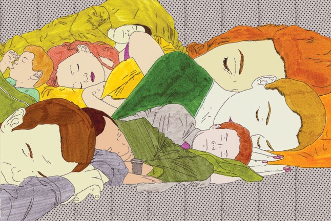 Illustration of people sleeping