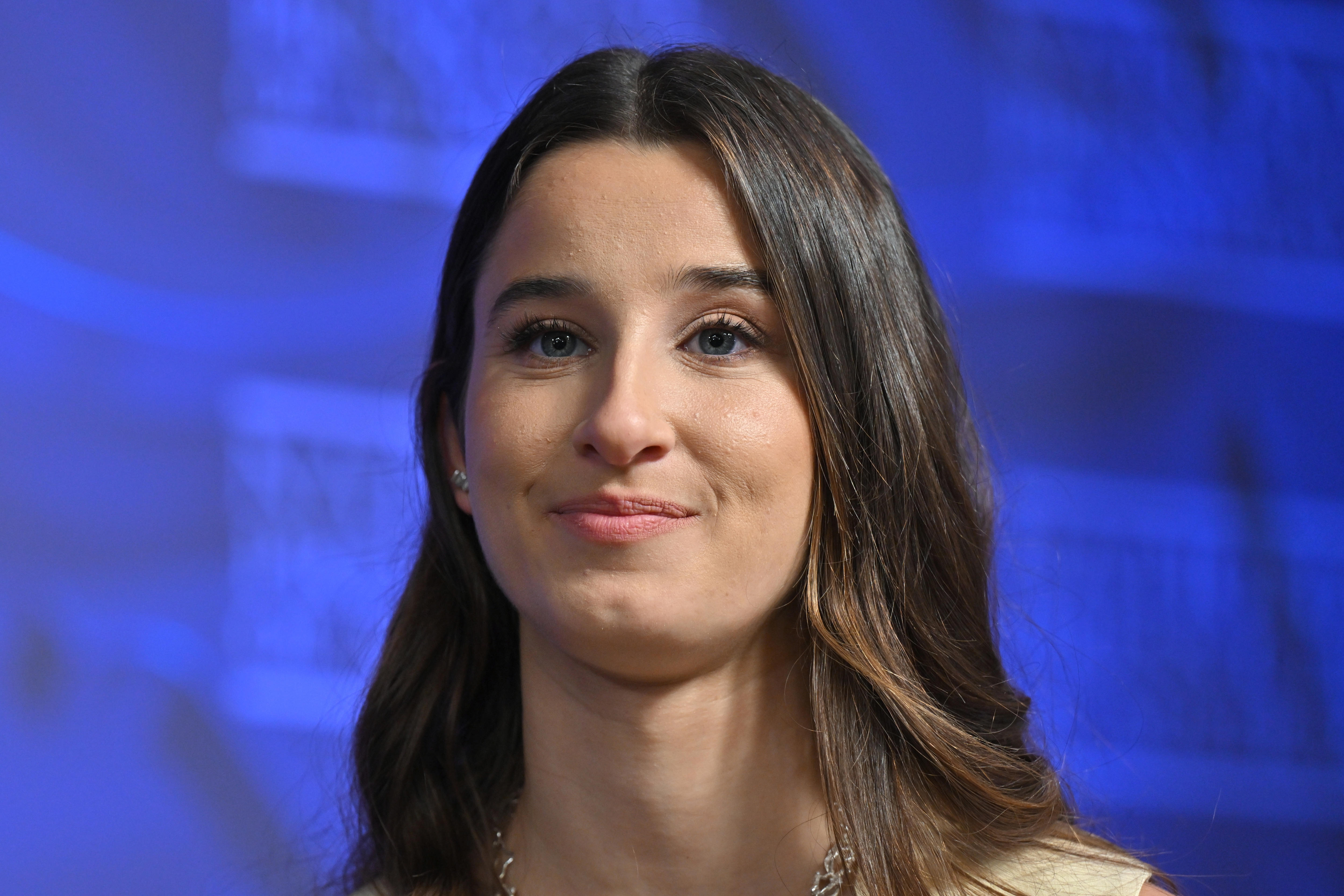 Founder of Teach Us Consent  chanel contos speaking at the  National Press Club in Canberra on wednesday november 1