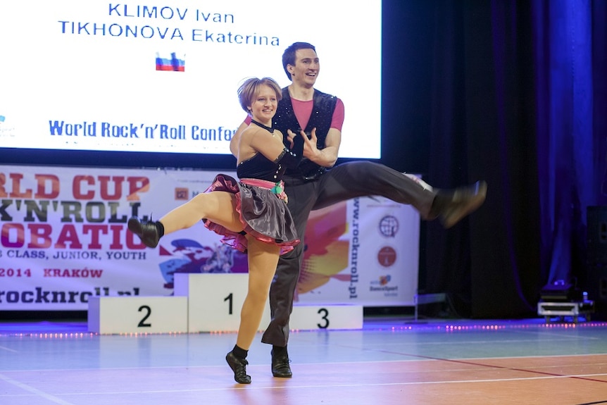 Katerina Tikhonova, daughter of Russian President Vladimir Putin, dances.