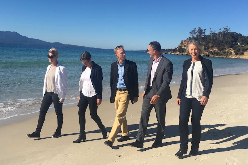 Tasmanian Greens MPs with Richard Di Natale and Fraser Brindley