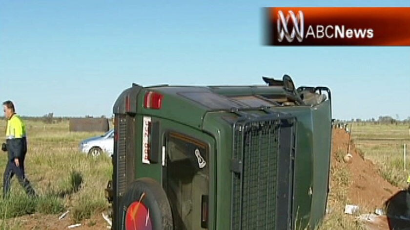 A car tipped over by the payload of a space balloon.