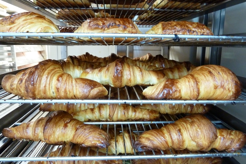 Trays of croissants and other pastries